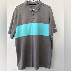 Nike Gray and Teal Men's Polo Shirt
